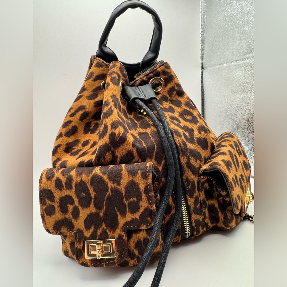Leopard Print Drawstring Backpack - image 8